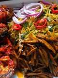 Abacha and ugba with fried fish