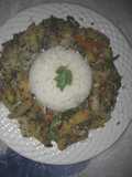 Poriyal with steamed rice