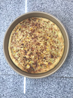 Una foto de Tarta de puerro, cebolla y jamón