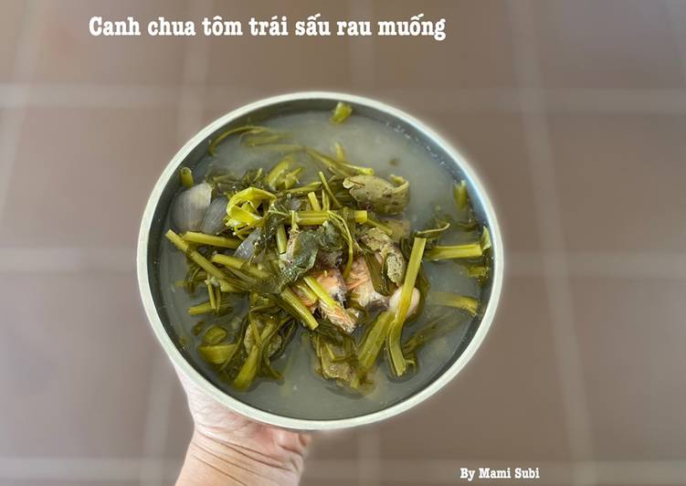 Canh chua tôm trái sấu rau muống