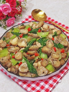 Foto resep Tumis Pokcoy Cah Jamur Merang
