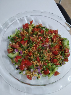 A picture of Indian stlye cucumber salad.