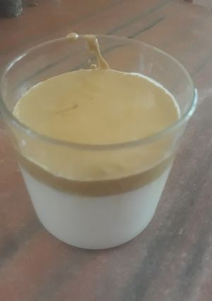 A picture of Dalgona  coffee  chilled  milk.