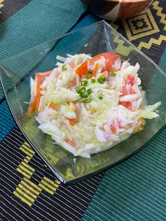A picture of Mayonnaise cucumber tomato salad.
