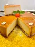 Pudin cremoso con nata y crema de turrón jijona