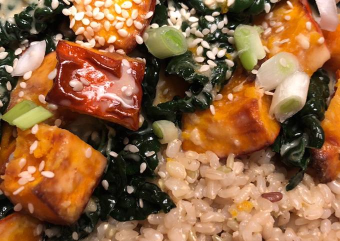 Miso-sesame squash with cavolo nero - vegan