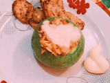 Zapallitos rellenos y papas al horno