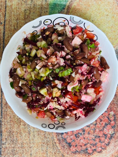 A picture of Red beans paneer salad.