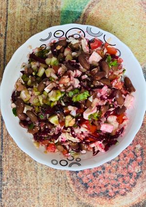 A picture of Red beans paneer salad.