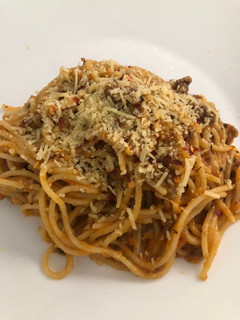 Una foto de Spaghetti a la bolognesa