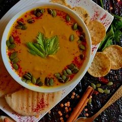 A picture of Pumpkin,carrot and lentils soup.