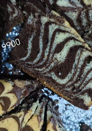 عکسی از دستور کیک زبرا پنبه ای😋🥧