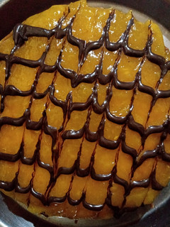A picture of Mango chocolate layer cake.
