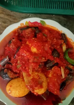 Foto resep Sambal terong,ikan asin,dan Telur