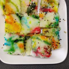 A picture of Rainbow dhokla.