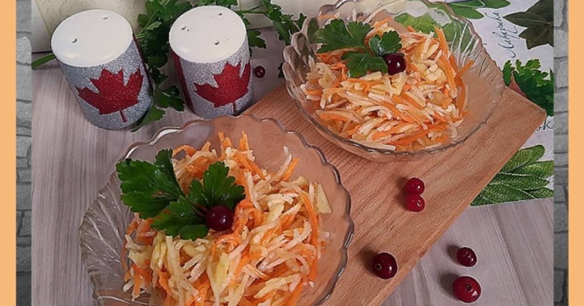 Салат из дайкона с пассерованными овощами