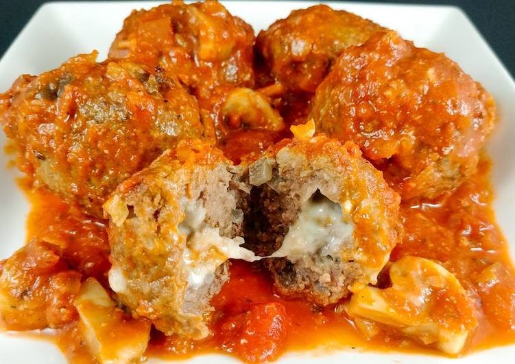 Easiest Way to Make Super Quick Homemade Cheese Stuffed Meatballs