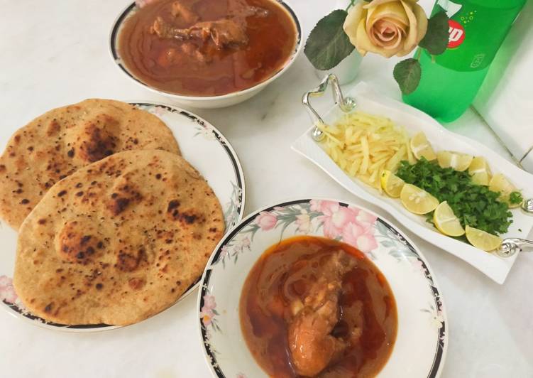 Step-by-Step Guide to Prepare Speedy Chicken nihaari with homemade whole wheat naan !