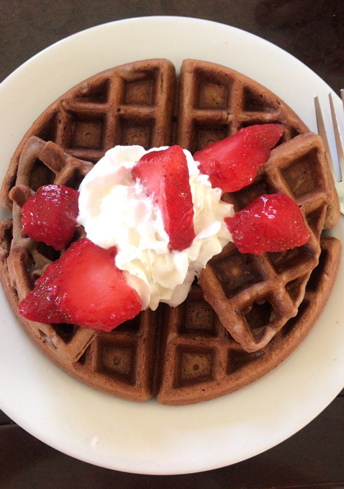 Una foto de Waffles de avena, almendras y cocoa