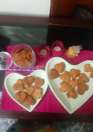 A picture of Little heart tutti frutti cookies.