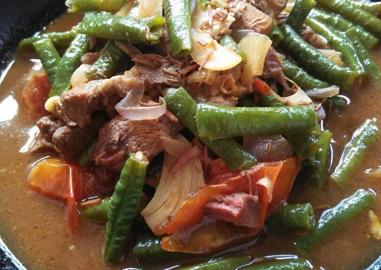 Tumis daging,kacang panjang untuk anak