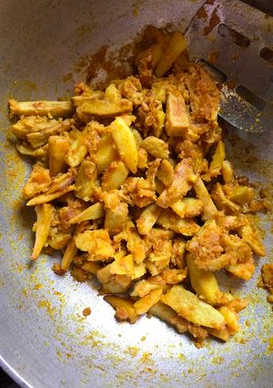 A picture of Punjabi Style Arbi Aloo ki Sabzi.