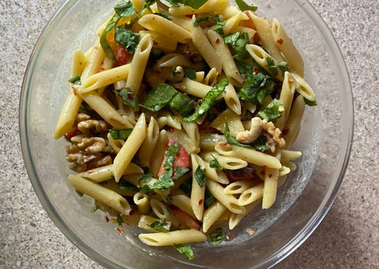 Steps to Make Super Quick Homemade Pasta fruit and nuts salad