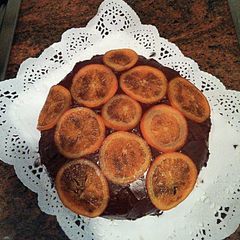 A picture of Triple orange chocolate cake.