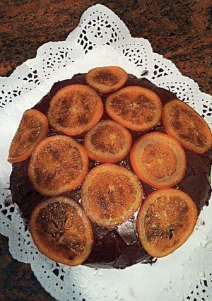 A picture of Triple orange chocolate cake.