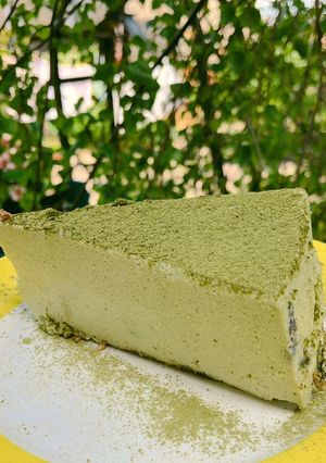 A picture of Non-baked Matcha cheesecake (easy).
