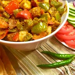 A picture of 3 colours.... Aloo shimla or gajaar ki sabzi.