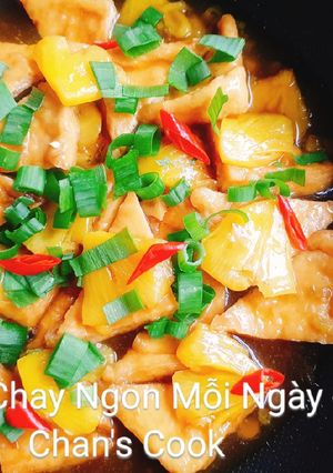 Hình của món Đậu hũ kho thơm chay.