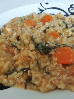 Una foto de Arroz cremoso con acelgas