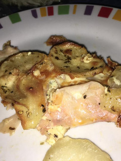 Una foto de Milhojas de papas con jamón y queso