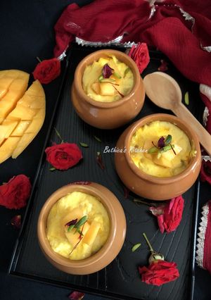 A picture of Mango Bhapa Doi (Steamed Mango Yoghurt).