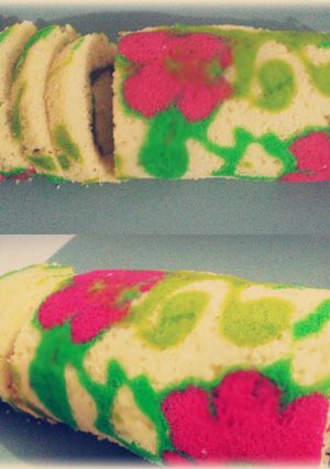 Foto resep Roll Cake Art (flowers abstract)