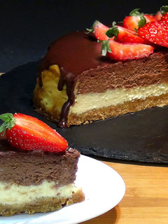 Una foto de Tarta de queso o Cheesecake de 2 chocolates