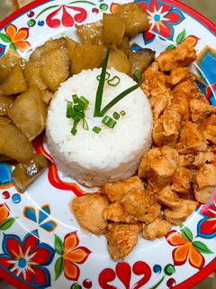 Una foto de Increíble pollo al curry con batatas en almíbar