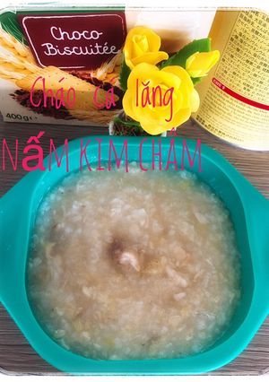 Hình của món Cháo cá lăng nấm kim châm.