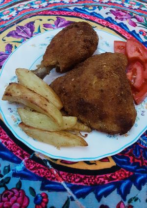 عکسی از دستور مرغ کنتاکی💚🖤🤤🤤