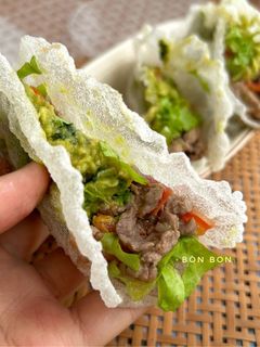 Hình của món Taco Thịt Bò Từ Bánh Tráng.