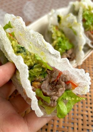 Hình của món Taco Thịt Bò Từ Bánh Tráng.