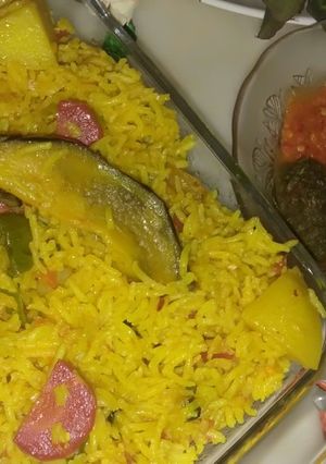 A picture of Aloo Baigan ki tahiri.