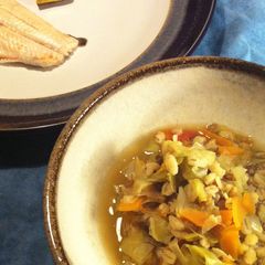 A picture of Pearl Barley Veggie Soup (antioxidant boosting and no oil).