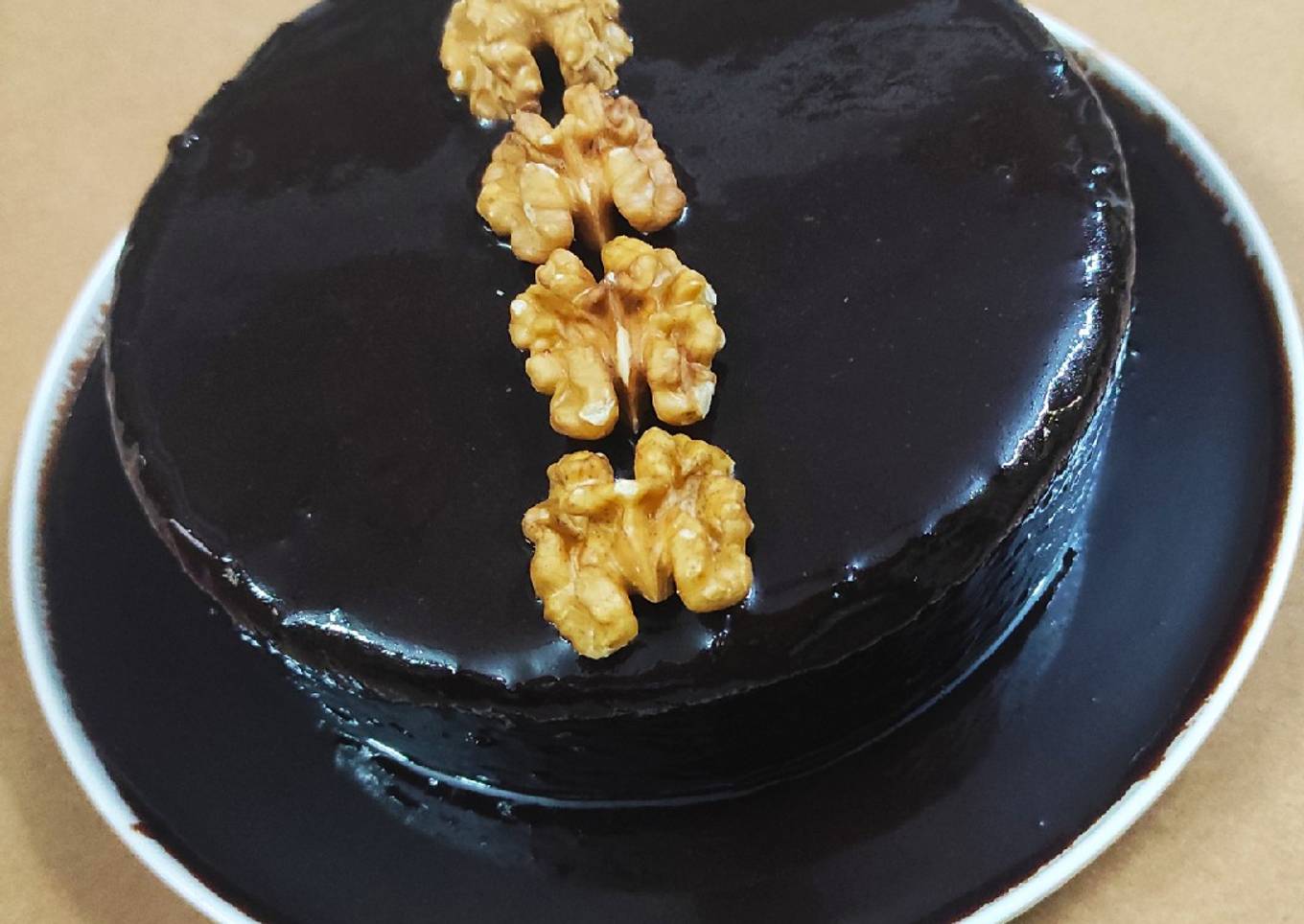 Brownie cake with chocolate syrup