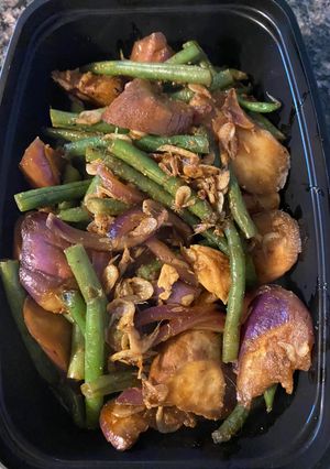 Foto resep Terong dan kacang panjang tumis udang rebon
