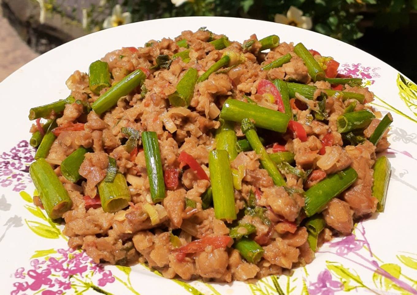 Sambal tempe bunga bawang