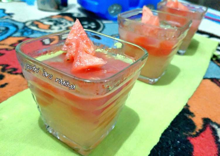 Bagaimana Menyiapkan Pudding semangka sederhana 🍉 yang Bikin Ngiler