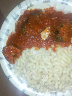 A picture of White rice & stew.