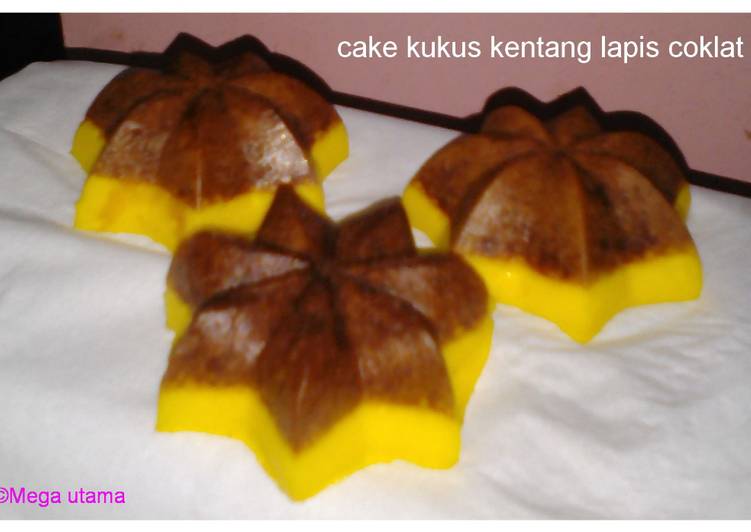 Cake kukus kentang lapis coklat